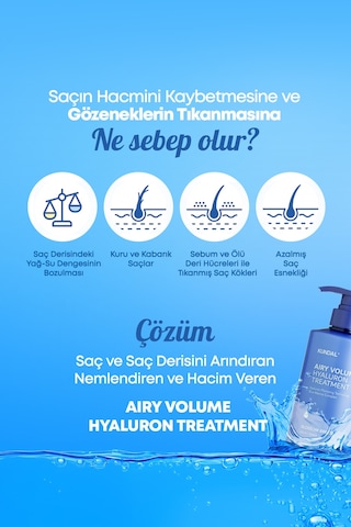Arındıran Nemlendiren Hacim Veren Saç Kremi Kundal Airy Volume Hyaluron Treatment 500ml Blossom Br.