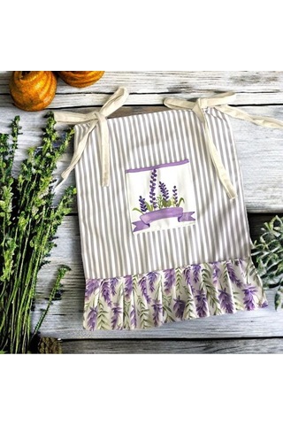 Lavanta Desen 4 Lü Mutfak Seti Fırın Önlüğü, Fırın Eldiveni, El