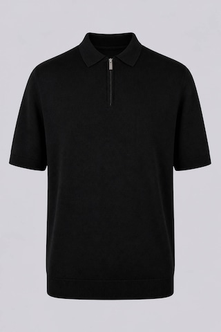 Trender Düz Yarım Fermuarlı Siyah Erkek Polo Yaka T-shirt 16357-15965