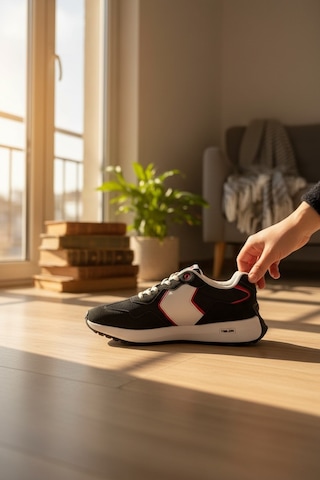 Enoch Erkek Spor Ve Yürüyüş Ayakkabısı Tam Ortopedik Tabanlı Süet Detaylı Retro Günlük Model Siyah