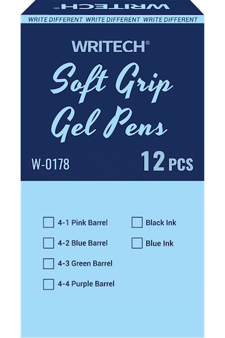 Wrıtech W-0178 0,5mm Soft Grıp Mavi Gövde Mavi Jel Kalem - 12'li Kutu Ahşap