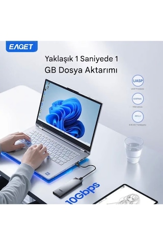 Eaget Se630d M2 Nvme+sata Muhafaza Kutusu Çift Protokol Ce Lisanslı 2280/2260/2242/2230/ 10gbps 3.2 Yüksek Hızlı Son Nesil Teknoloji Metal Sağlam Şık Tasarım