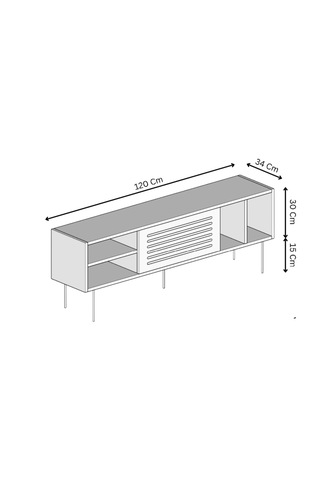 Umay 120 Cm Tv Ünitesi 100% Mdf Metal Ayak Beyaz