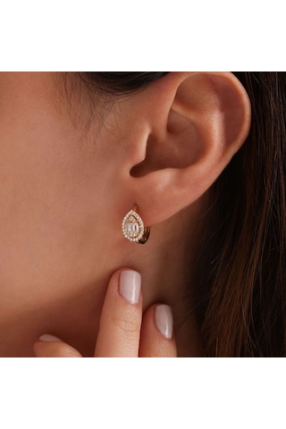 Sembol Gold Altın Damla Baget Küpe 1.5 Cm