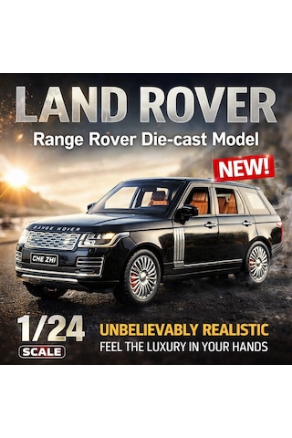 Range Rover Sport Diecast Metal Araba Kapıları-kaput-bagaj Açılır Işıklı Model Araba Siyah Renk