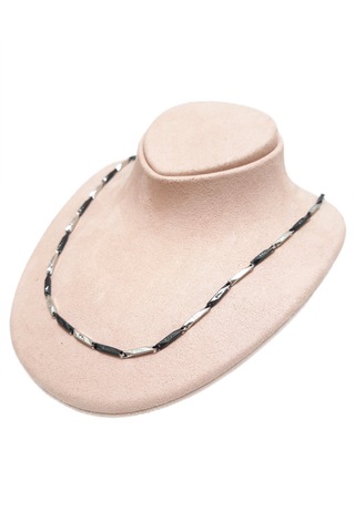 Çelik Kolye Titanyum Melon Motifli Model 0.2 Mm 55 Cm Gümüş Silver Siyah Black Gümüş - Siyah