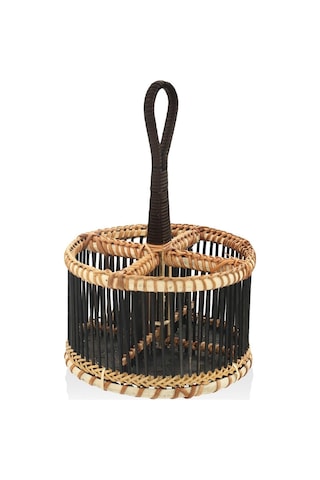 Bambu Kaşıklık Siyah 30x19x12 Cm Kahverengi - Siyah