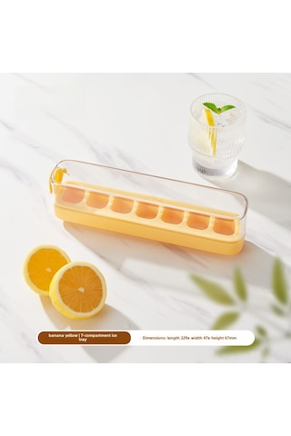 Dianziye Gıda Grubu Silikon Buzluk, Basıyla Buz Çıkartan Ev Kullanıma Uygun, Kapaklı 7 Hücreli Sarı Buz Üretim Kutusu Diğer