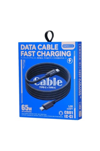 Remax Cb01 Pd65w Tip-c Tip-c Alüminyum Alaşımlı Örgülü Hızlı Şarj Veri Kablosu Led Işıklı, Uzunluk: 1.2m Siyah