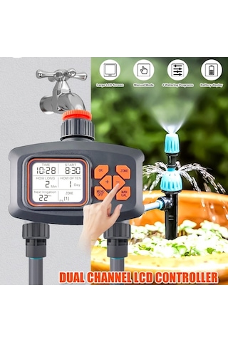 Tongxida Bahçe Hortumu İçin Akıllı Yağmurlama Zamanlayıcısı 2 Çıkışlı Büyük Lcd Çim İçin Damla Sulama Seti 57943249