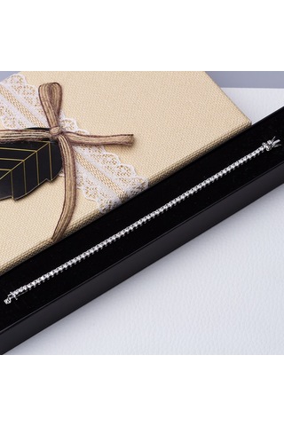 3 Mm Zirkon Taşlı 925 Ayar Gümüş Suyolu Kadın Bileklik Gümüş