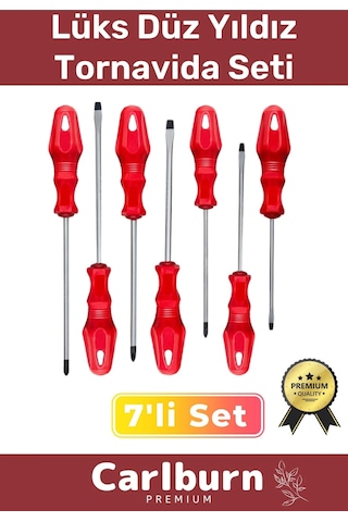 Premium Dayanıklı Taşınabilir Sağlam Ergonomik Vidalama Tamir Tadilat Düz Yıldız 7'li Tornavida Seti
