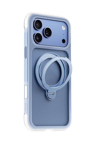 Apple iPhone Uyumlu 18 Pro Kılıf Wiwu As-203 Aeroshield Ultra Serisi M-safeli Airbag Standlı Kapak Açık Mavi