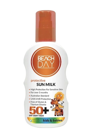 Beach Day Bebek ve Çocuklar için Yüksek Koruyucu Güneş Sütü Spf 50+ 150 ML