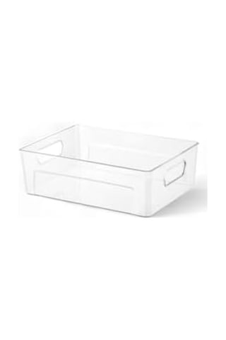 Kırılmaz Ultra Dayanıklı Buzdolabı Düzenleyici Organizer Kutu Şeffaf - 26x17x9cm 810 Açık Bej