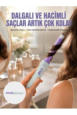 Hızlı Isınan, Kompakt Ve Güvenli Tüm Saç Tiplerine Uygun Kıvırma Cihazı Yeni Nesil - Lisinya Çok Renkli