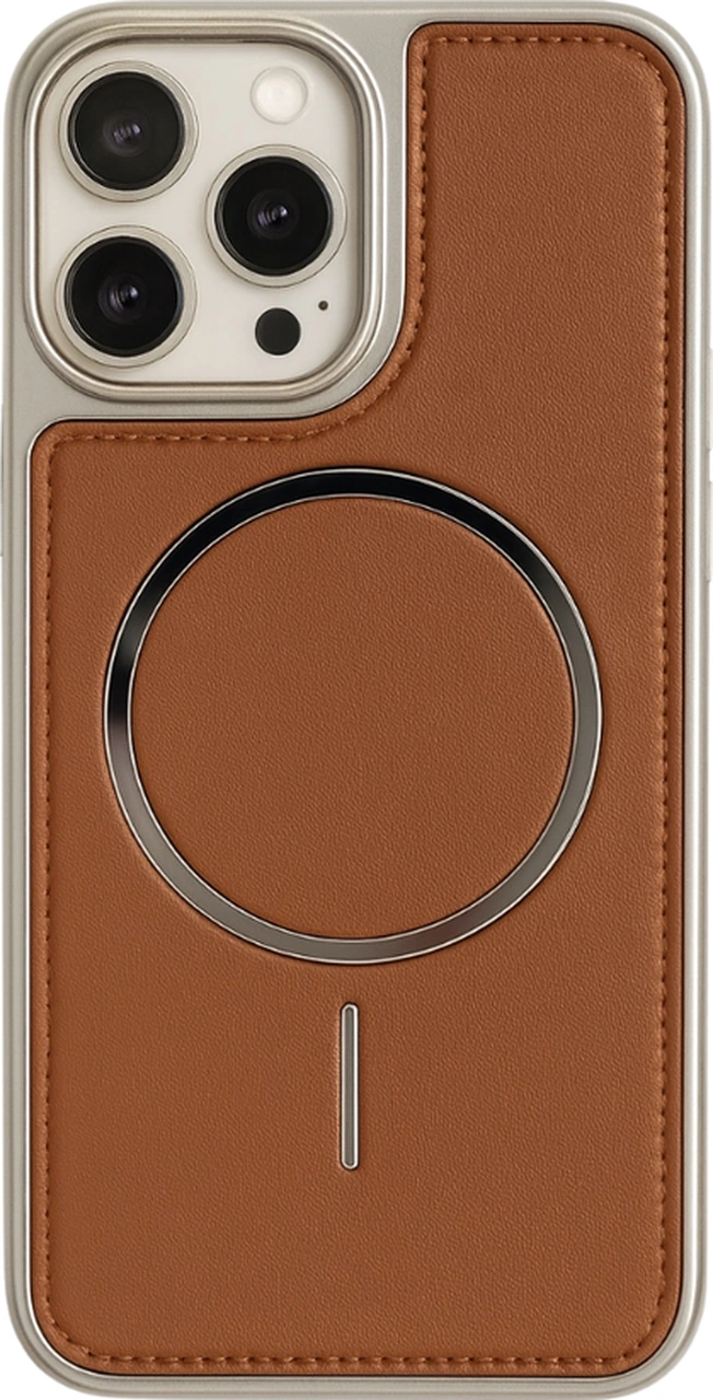 Neomag Case Iphone 15 Pro Max Taba Manyetik Özellikli Deri Kılıf Açık Kahverengi