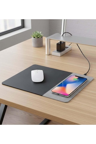 Wireless Şarj Mouse Pad, Gri