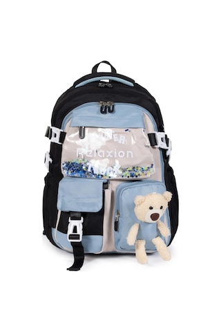 Relaxion 2175-1460 İthal Kore Tarzı Unisex Çocuk İlkokul Sırt Çantası Siyah