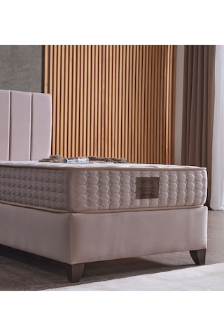 Bonita Tek Kişilik Baza + Başlık + Yatak Set 3 Lü Set Krem