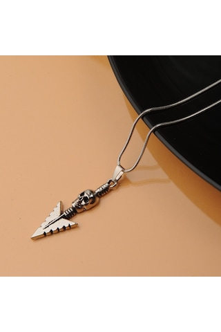 Kuru Kafalı Ok Ucu Erkek Kolye Çelik Takı Aksesuar K24 T5 Çelik