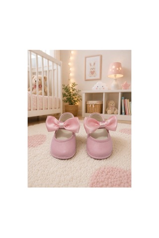 My Baby Kumsal % 100 Deri Bebe Babet Ayakkabı Taban Ve İç Astar Tamamen Deriden Üretilmiştir. Pembe Fiyonk Pembe Fiyonk