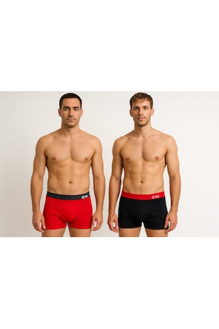 Ece's Design Modal Erkek Boxer 2 Parça 1004 Kırmızı - Siyah