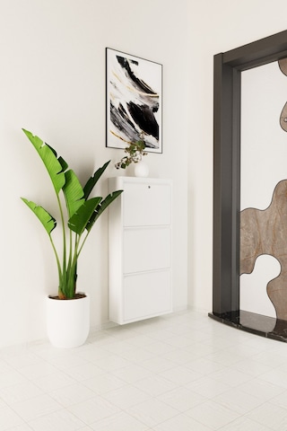 Kilitli 3 Kapaklı Metal Ayakkabılık Beyaz Beyaz