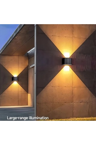 Xuweiwei 2 Adet Sıcak Işık Güneş Led Duvar Lambası Ayarlanabilir Aydınlatma Dış Mekan Bahçe Teras Modern Villa Peyzaj Işığı