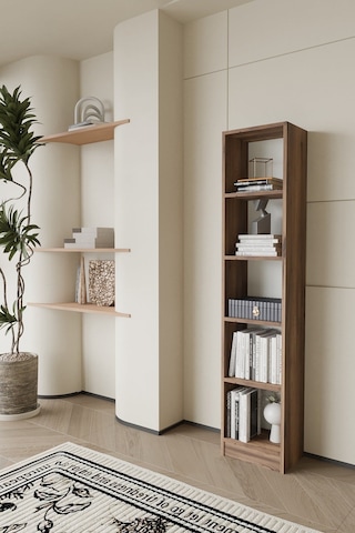 Linea Slim Kitaplık 5 Raflı Ahşap