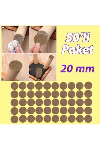 Yapışkanlı Yuvarlak Keçe Masa Sandalye Parke Zemin Ayak Koruyucu Kaydırmaz 20 Mm Keçesi 50'li Paket