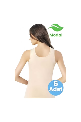 Tezzgelsin Kadın 6'lı Geniş Askılı Modal Atlet Ten Rengi