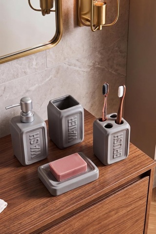 Perotti 13891 Well Stoneware 4 Parça Banyo Seti Gri Çok Renkli
