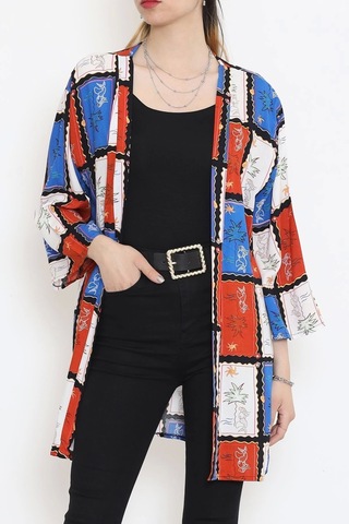 Desenli Kimono Kiremit - 1658.1095. Çok Renkli