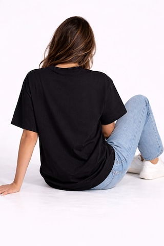 Nevermind The Beast Inside Me Baskılı Unisex Oversize Tişört Siyah Kedi Gra