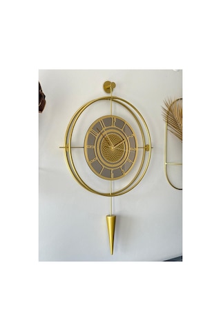 Bronz Aynalı Lavinya Exclusive - Chakra Dizayn - Gerçek Bronz Ayna - Metal Mobilya Duvar Saati Gold