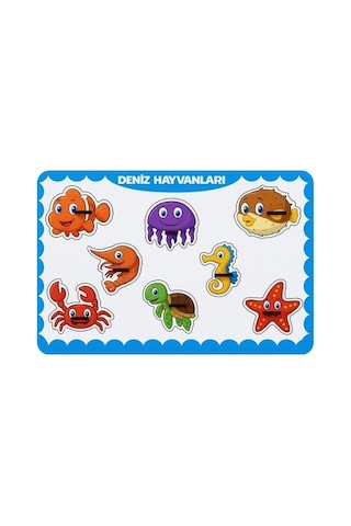 Deniz Hayvanları Temalı 8 Parça Ahşap Puzzle Eğitici
