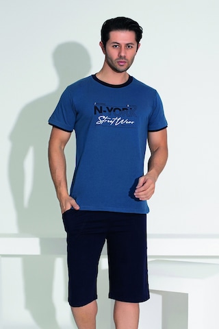 Remsa Erkek Şort Tshirt Pijama Takımı 25258 Lacivert Lacivert