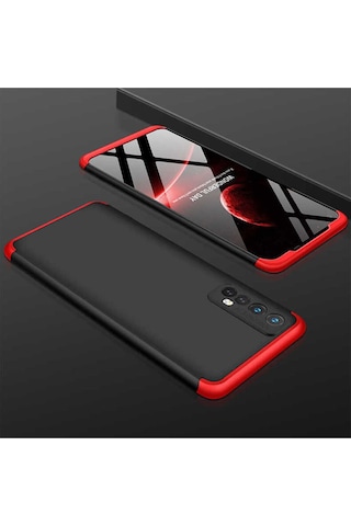 Realme 7 Kılıf Zore Ays Kapak Siyah-Kırmızı