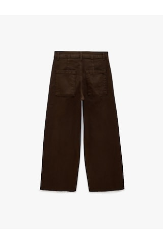 Koton Cepli Rahat Kalıp Kesik Paça Yüksek Bel Jean Pantolon - Culoette Jean Kahverengi 7wal40002mw Kahve