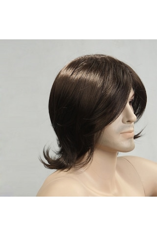 Lebıhmurah Wg1381 %100 Kanekalon Sentetik Pop Art Doğal Kısa Kıvırcık Erkek Peruk -