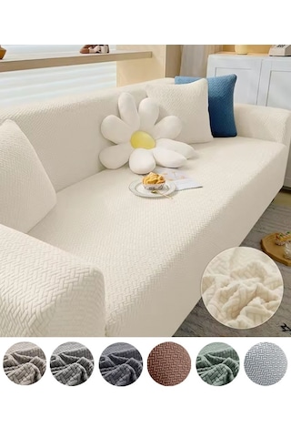 StarMall Tuğla Desen Koltuk Örtüsü Çekyat Kılıfı 3Lü Bir Adet Krem