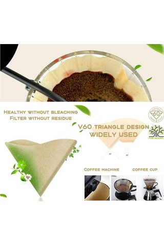 Honmex Doğal Ahşap Kâğıdı Filtre Kağıtları - V Tipi Konik, Beyazlatma Yok, 2-4 Bardak, Drip Kahve Makinesi Ve Filtre Bardak Uyumlu, 100 Adet Beyaz