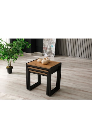 Sehpol Üçlü Zigon Sehpa 50x40x52/45x40x46/40x40x40 Antrasit