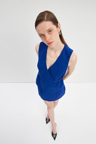 Stella Pulvis Mavi Krep Mini Etek Mavi