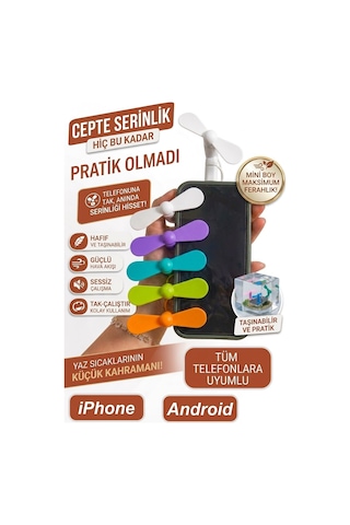 Tüm Telefonlara Uyumlu Mini Cep Vantilatörü Type-c & Lightning 2 Girişli Fan Powerbank Ve Tablet Uyumlu Taşınabilir S