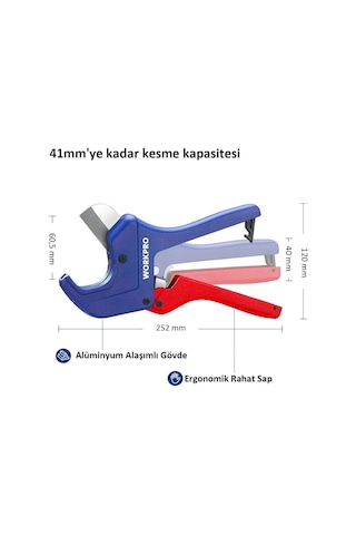 Workpro Wp301007 60.5mm Profesyonel Pprc Plastik Boru Kesme Makası