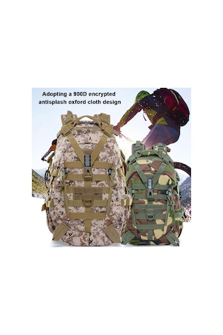 Yuntech01 Büyük Kapasiteli Askeri Kamuflaj Sırt Çantası - 35l Dayanıklı Outdoor Çanta Siyah