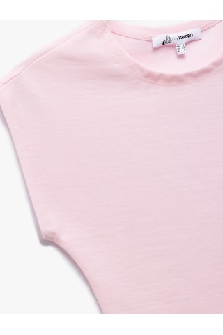 Koton Bisiklet Yaka Kolsuz Modal Karışımlı Slim Fit Crop Kadın Tişört Pembe 5sal10053ık Gül