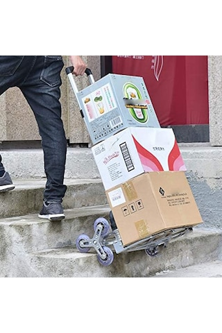 6 Tekerli 80kg Kapasiteli Merdiven Çıkabilen Katlanır Taşıma Arabası Koli Yük Paket Aracı -9069590986447